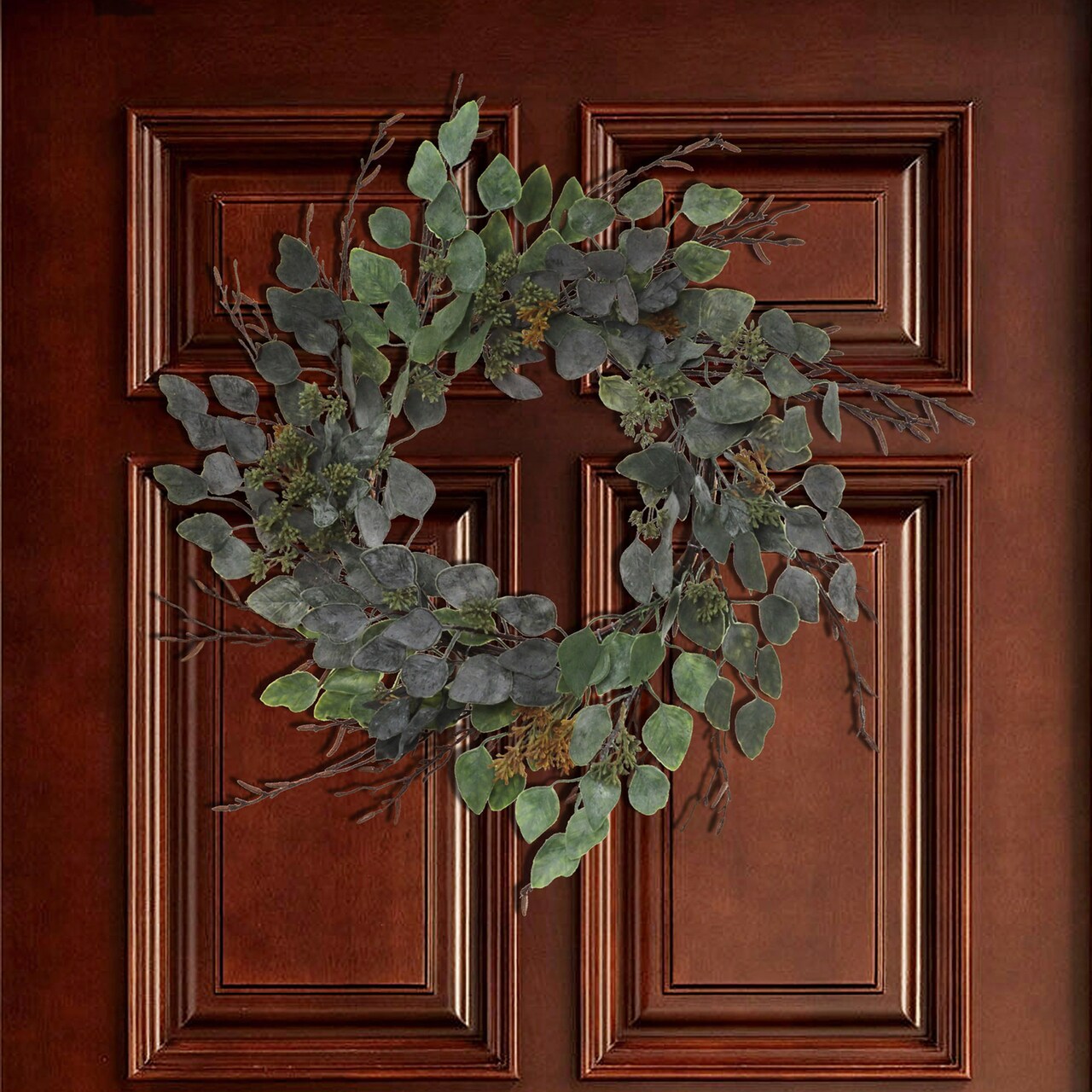 24" Seeded Eucalyptus Wreath - Handcrafted Lifelike Decor for Front Door, Wall, Mantel & Tabletop - Elegant Floral Accent for Home - Floral Home by Artificial Flowers